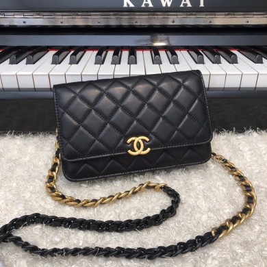 Imitation Top Chanel Original Small classic Sheepskin flap bag AP33814 black JK2349tr16