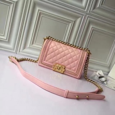 Knockoff AAAAA Boy Chanel Flap Shoulder Bag Sheepskin Leather A67085E Pink JK5956Jc39