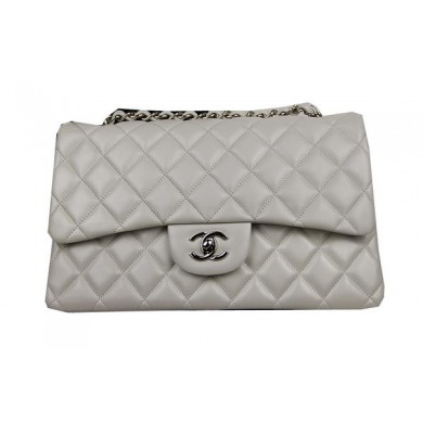 Knockoff AAAAA Chanel Classic Flap Bag OffWhite Original Leather CF1113 Silver JK1040Jc39