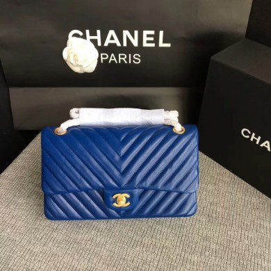 Knockoff Best Chanel Flap Shoulder Bags Blue Original Sheepskin CF1112 Gold JK5873sm35