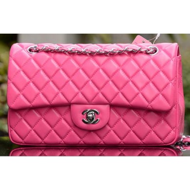 Knockoff Chanel 2.55 Series Flap Bag Rose Sheepskin Leather A37586 Silver JK719WW40