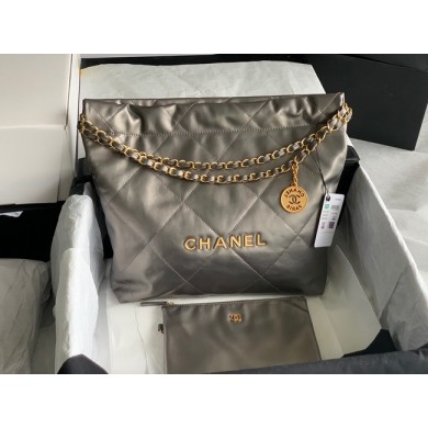 Knockoff Chanel Calf leather shopping bag AS3261 silver grey JK2389fY84