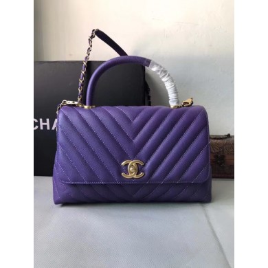 Knockoff Chanel Flap Bag with Top Handle A92991 purple JK4205cS18