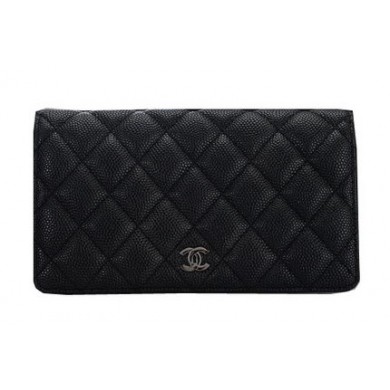 Knockoff Chanel Matelasse Bi-Fold Wallet Cannage Pattern A2620 Black JK1481Bt18