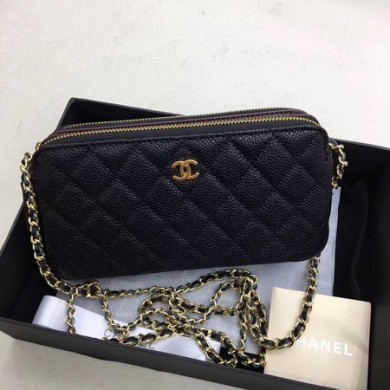 Knockoff Chanel Shoulder Bag Black Cannage Pattern Leather CHA6845 Gold JK5674fY84