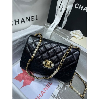 Knockoff Chanel SMALL FLAP BAG Calfskin Imitation Pearls & Gold-Tone Metal AS3001 black JK2904yN38