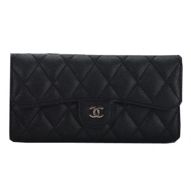 Knockoff Chanel Tri-Fold WalletCannage Pattern A2619 Black JK1479cS18