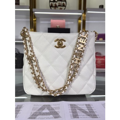 Knockoff High Quality Chanel Shoulder Bag Grained Calfskin&Gold-Tone Metal AS3223 white JK2499Lg12