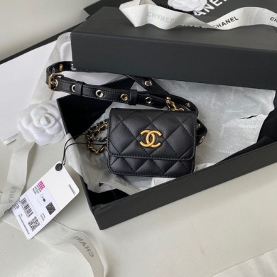 Luxury Chanel Sheepskin Original Leather Pocket AP2549 black JK2708Px24