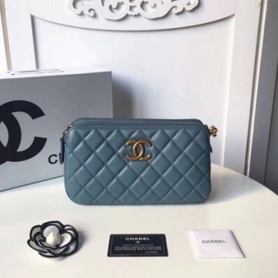 Luxury Chanel Shoulder Bag Original Sheepskin Leather A66269 Light Blue JK5511Lv15