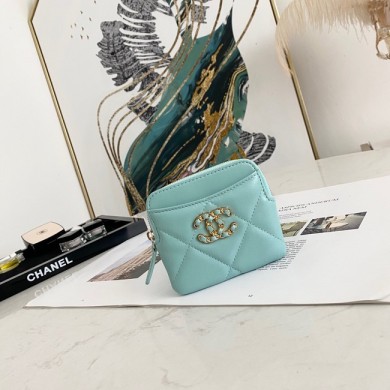 Replica Chanel 19 Zip Card bag 82086 light blue JK1127hD86