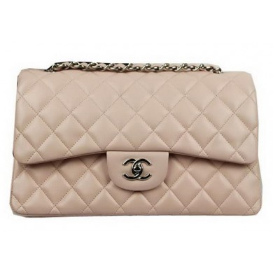 Replica Chanel Classic Flap Bag Beige Original Leather CF1113 Silver JK970UD97