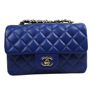 Replica Chanel Classic MINI Flap Bag CF1119 Royal Sheepskin Leather Gold JK906VA65