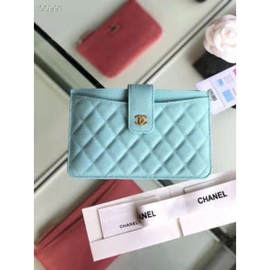 Replica Chanel classic pouch Grained Calfskin & Gold-Tone Metal A81902 sky blue JK4867CQ60