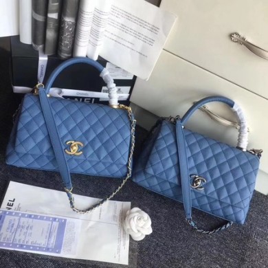 Replica Chanel Classic Top Handle Bag Original Cannage Pattern A96901 Blue JK5598KG80