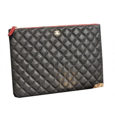 Replica Chanel Clutch Bag Black Cannage Pattern Leather A82044 Gold JK884Ix66