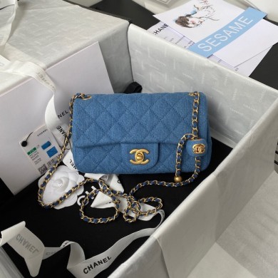 Replica Chanel Flap denim Shoulder Bag AS1116 blue JK2622Fi42