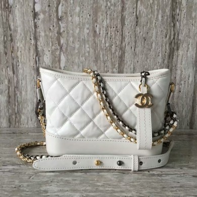 Replica Chanel Gabrielly Calf Leather Shoulder Bag 93823 White JK5909it96