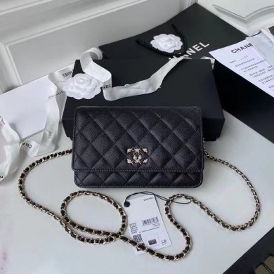 Replica CHANEL mini wallet on chain AP2136 black JK3267VA65