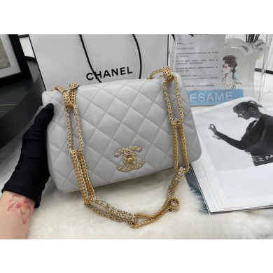 Replica Cheap Chanel Flap Lambskin Shoulder Bag AS2976 light gray JK2783QC68