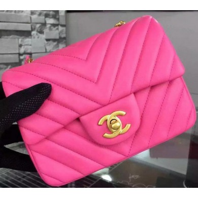 Replica Fashion Chanel Classic mini Flap Bag Chevron Sheepskin Leather A68748 Rose JK624HM85