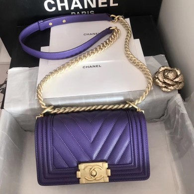 Replica Small boy chanel handbag V67085 purple JK4366iF91