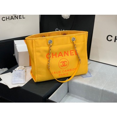 Replica Top Chanel Original Medium Shopping Bag 67001 Yellow JK3242ll80