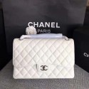 Best Chanel Flap Shoulder Bags White Original Calfskin Leather CF1113 Silver JK5384kr25