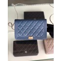 Best Quality BOY CHANEL Original Wallet on Chain & Gold-Tone Metal B80287 blue JK4651xb51