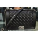 Boy Chanel Flap Bag Black Original Sheepskin Leather A67088 Silver JK40sp14