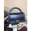 BOY CHANEL Flap Bag with Handle Python & Ruthenium-Finish Metal A94804 blue JK4984jf20