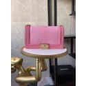 Boy Chanel Flap Shoulder Bag original Snake leather AS67086 pink JK3650dN21