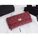 BOY CHANEL Flap Wallet A80286 red gold-Tone Metal JK1385Zf62