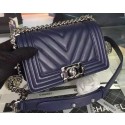 Boy Chanel mini Flap Bag Original Chevron Nubuck Leather A5707 Royal JK328su78