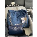 CHANEL 22 HANDBAG Denim AS3261 blue&gold JK2275Nw52