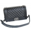 Chanel Boy Flap Shoulder Bags Black Cannage Pattern Leather A67086 Silver JK987De45