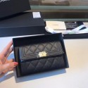 Chanel Boy Matelasse Caviar Calfskin Leather Wallet CHA5569 black JK1429SS41