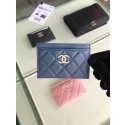 Chanel classic card holder Grained Calfskin & Gold-Tone Metal B31510 blue JK1327tL32