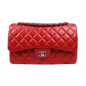 Chanel Classic Flap Bag Red Original Leather CF1113 Silver JK1048Zw99