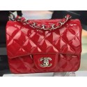 Chanel Classic mini Flap Bag Red Original Patent Leather CF7171 Silver JK275yC28