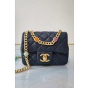 Chanel flap bag Lambskin Resin & Gold-Tone Metal AS2379 dark blue JK3543HW50