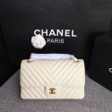 Chanel Flap Shoulder Bags White Original Calfskin Leather CF1112 Gold JK5767rf73