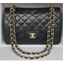 Chanel Jumbo Double Flaps Bags Black Sheepskin Leather A36097 Gold JK189Pu45