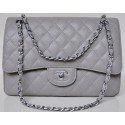 Chanel Jumbo Quilted Classic Flap Bag Grey Cannage Patterns A58600 Silver JK701KX51