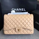 Chanel Maxi Quilted Classic Flap Bag Apricot Sheepskin Leather A58601 Gold JK5475dN21