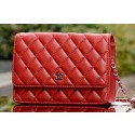 Chanel mini Flap Bags Red Sheepskin Leather A33814 Silver JK561Ag46