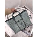 Chanel Original Canvas Leather Tote Shopping Bag 92298 Green JK5275hi67