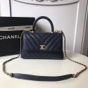 Chanel Small Flap Bag with Top Handle A92991 Dark blue JK5001MO84