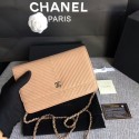 Chanel WOC Flap Shoulder Bag Camel Calfskin Leather A33814 Silver JK5611mV18