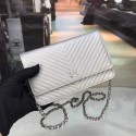 Chanel WOC Original Caviar Leather Flap cross-body bag E33814 silver JK5191yC28